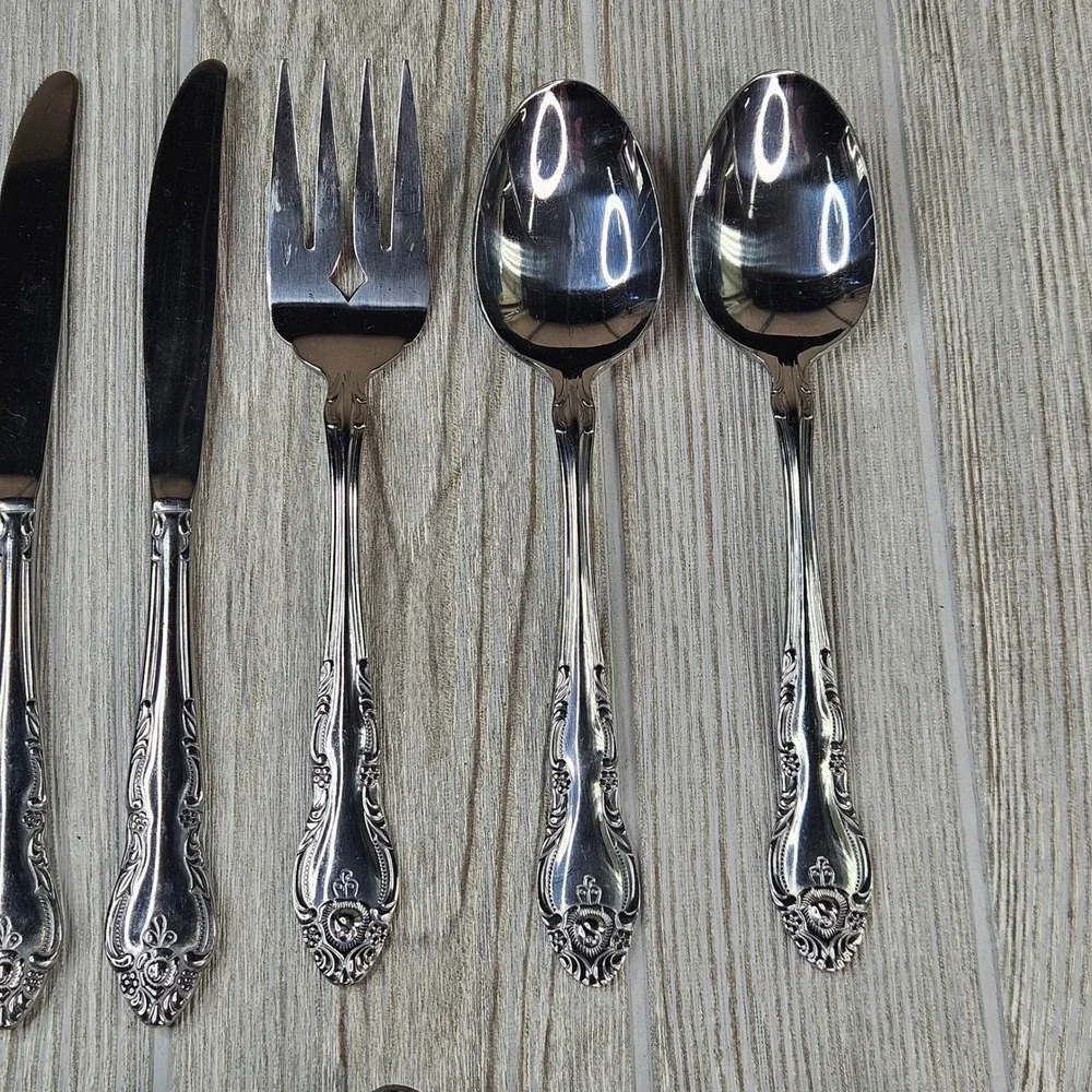 Northland Stainless Malmaison Flatware Set 29 Pcs Ornate Floral Korea Silverware